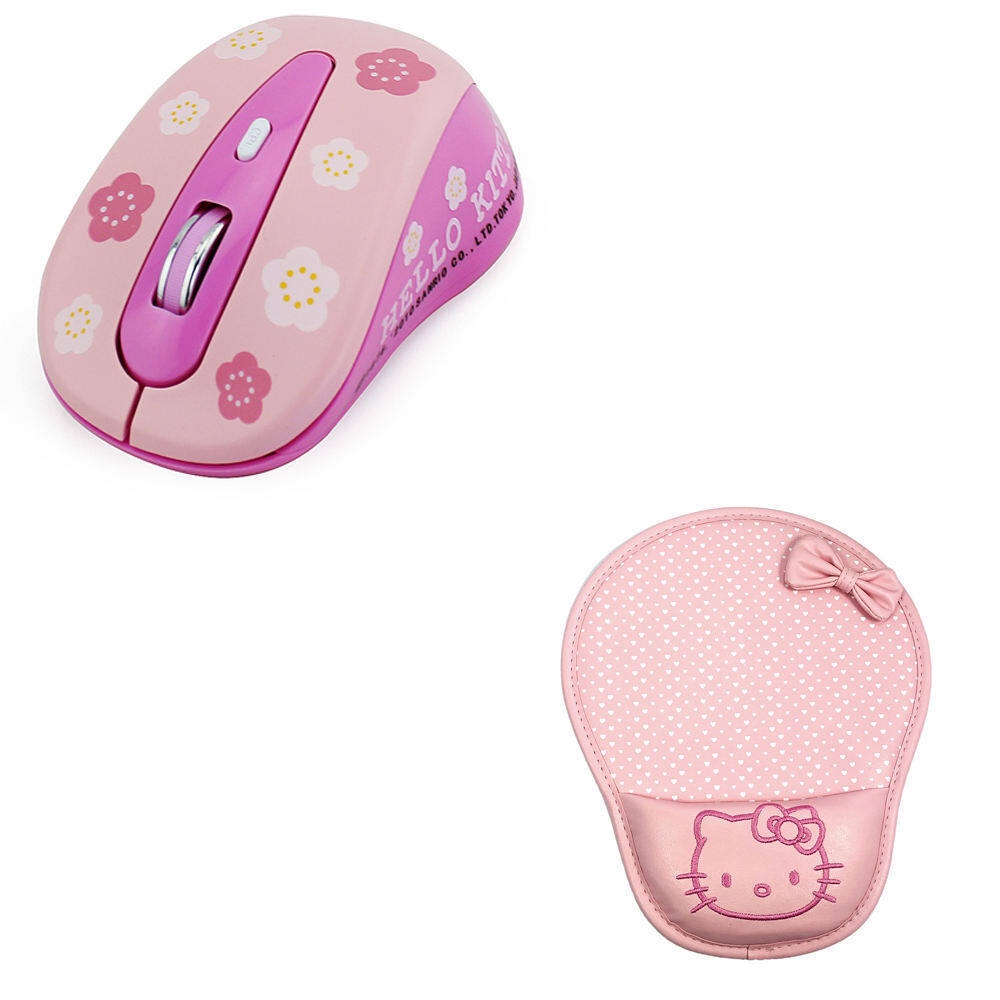 Cute Hello Kitty Pink Wireless Computer Mouse With Mouse Pad Mini Mouse 2.4Ghz USB Optical