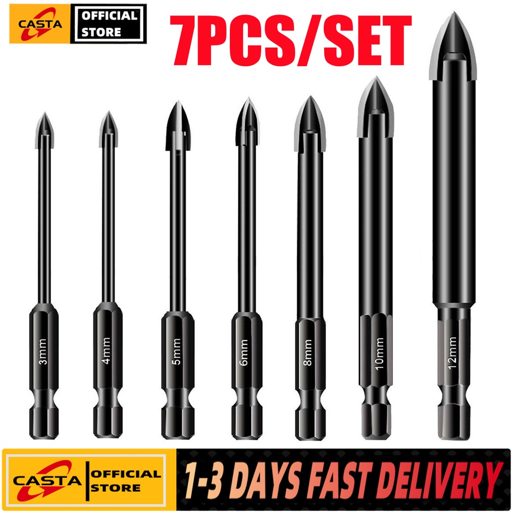 Casta Tungsten Carbide Masonry Drill Bits, Concrete Bit Set For Tile