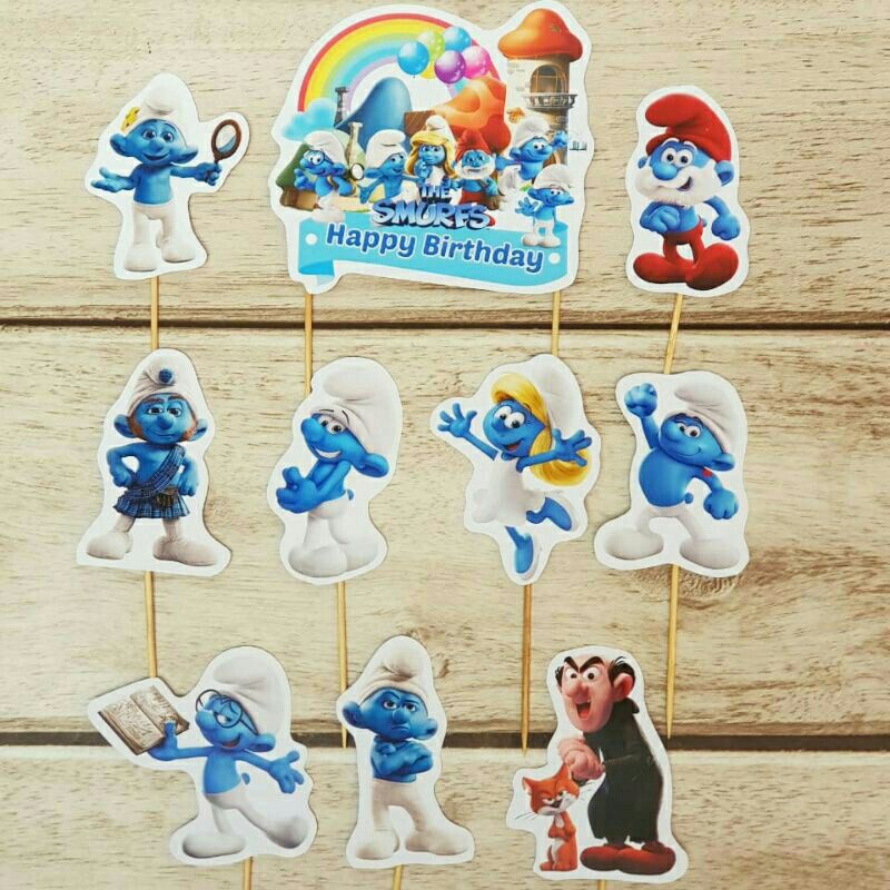 A set Of Smurfs smurf Character Birthday cake topper cake topper