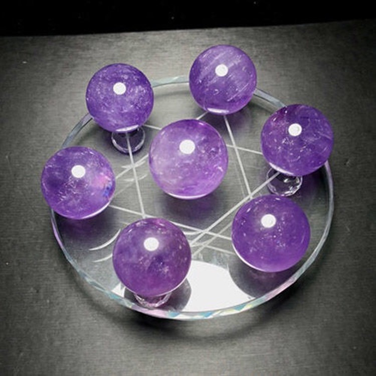 Seven Star Array Natural amethyst quartz Crystal Ball with Glass Plate ...