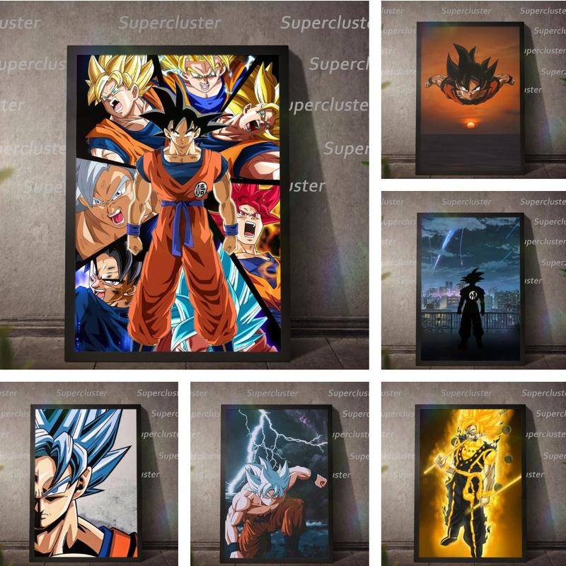 Dragon Ball Canvas classic Goku Painting aesthetic Poster Wall Print ...