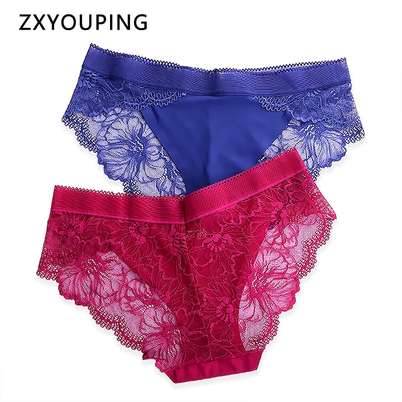 Lace Panties Soft Breathable Briefs Women Low Waist Hollow Out Ice