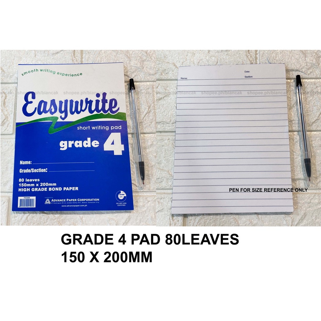 5 Pads Easywrite Writing Grade Pad 1 2 3 4 School Office Supplies Shopee Philippines 8350