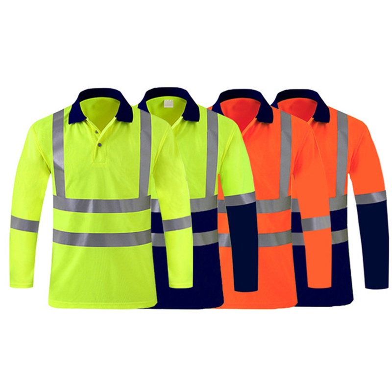 Summer Quick Dry Shirt Hi Vis Workwear Contrast Color Safety Long ...