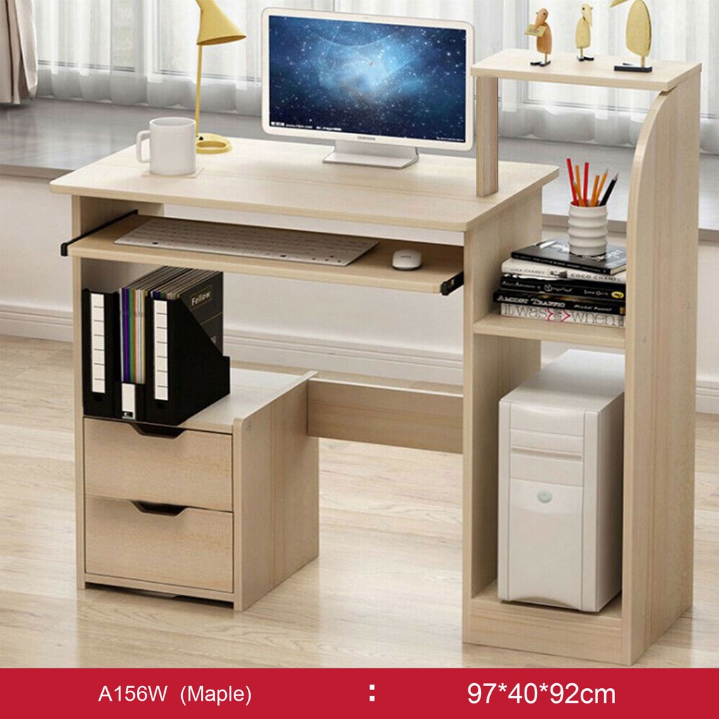SSA156W Computer Desk Writing Study Table Office With Drawers Book