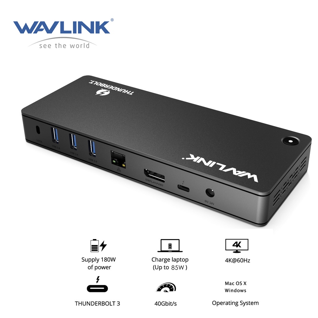 Wavlink 4k Thunderbolt 3 Docking Station With 85w Charging Port Display Sd Card Slot Gigabit