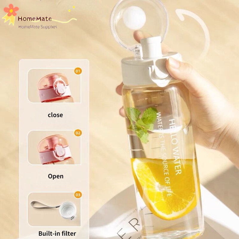 780ML Portable Water Bottle Leak Proof Reusable One-hand Push Button ...