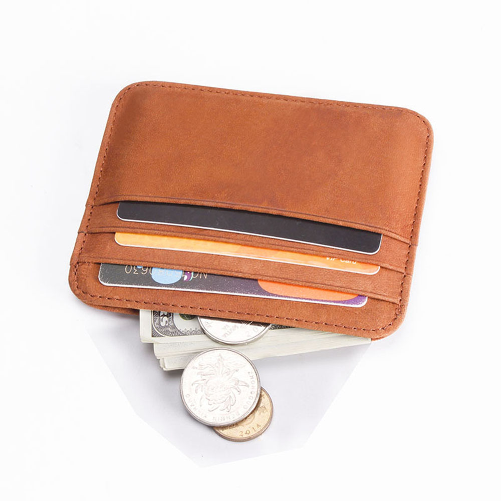 AROMA Minimalist Leather Clip Coin Pocket Card Holder