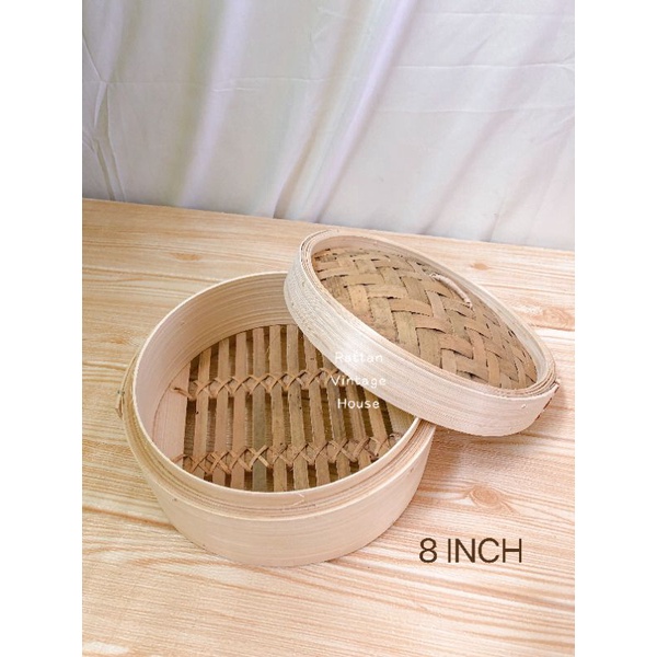 (Rattanvintage) Handmade Bamboo Steamer 8inch | Dim Sum/Pau Steamer ...