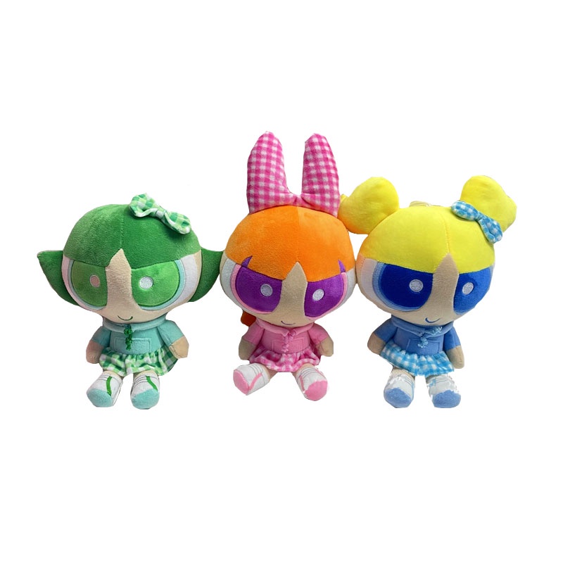 New 3pcslot 20cm Cartoon Anime Powerpuff Girls Plush Toys Cute Blossom Buttercup Bubbles