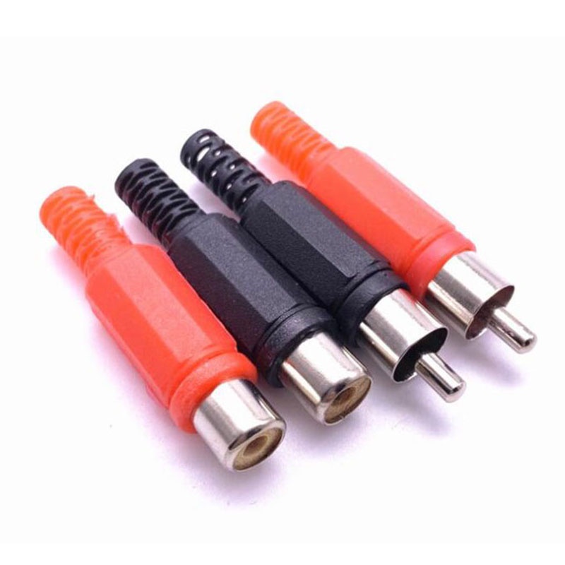 4pcs RCA Male Female Jack Connector Adapter Solder AV Handle Plugs ...