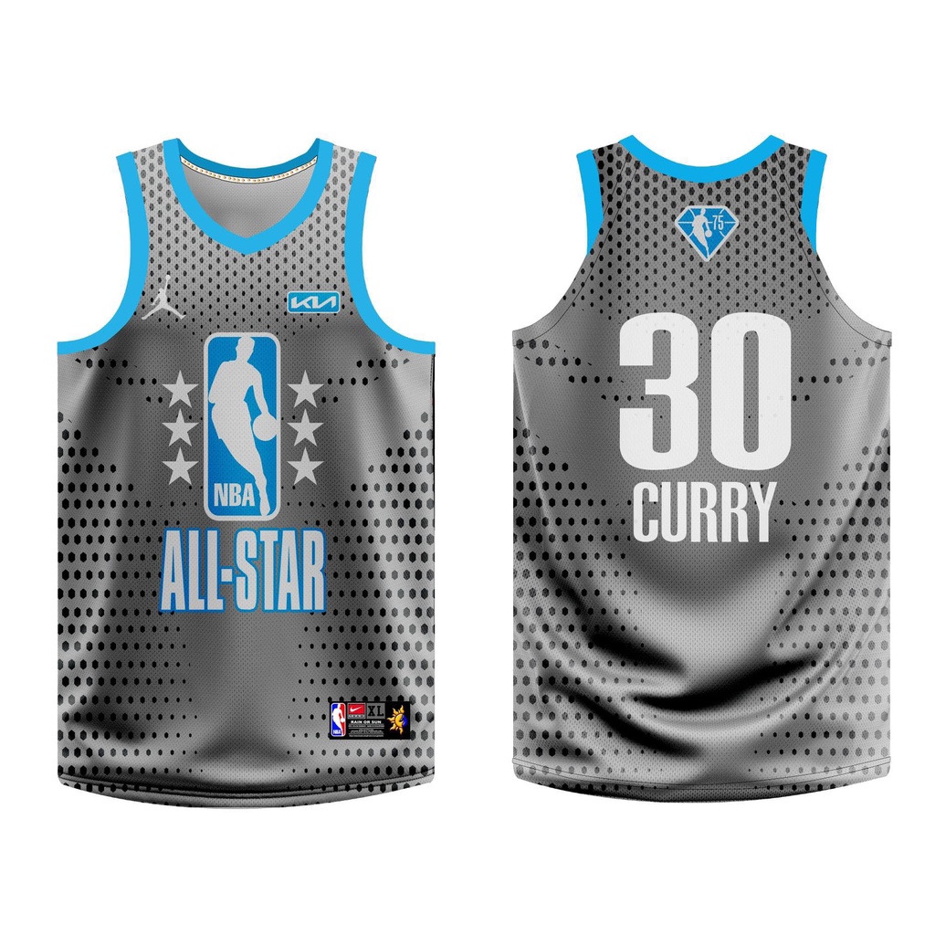 NEW NBA ALLSTAR GREY STEPHEN CURRY JERSEY 2022 FREE CUSTOMIZE NAME AND