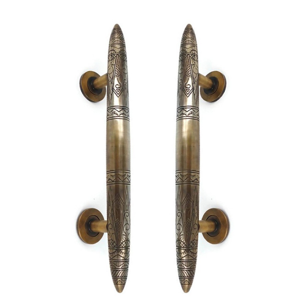 Home Door Handle / House Door Handle Brass motif torpedo bali 37cm