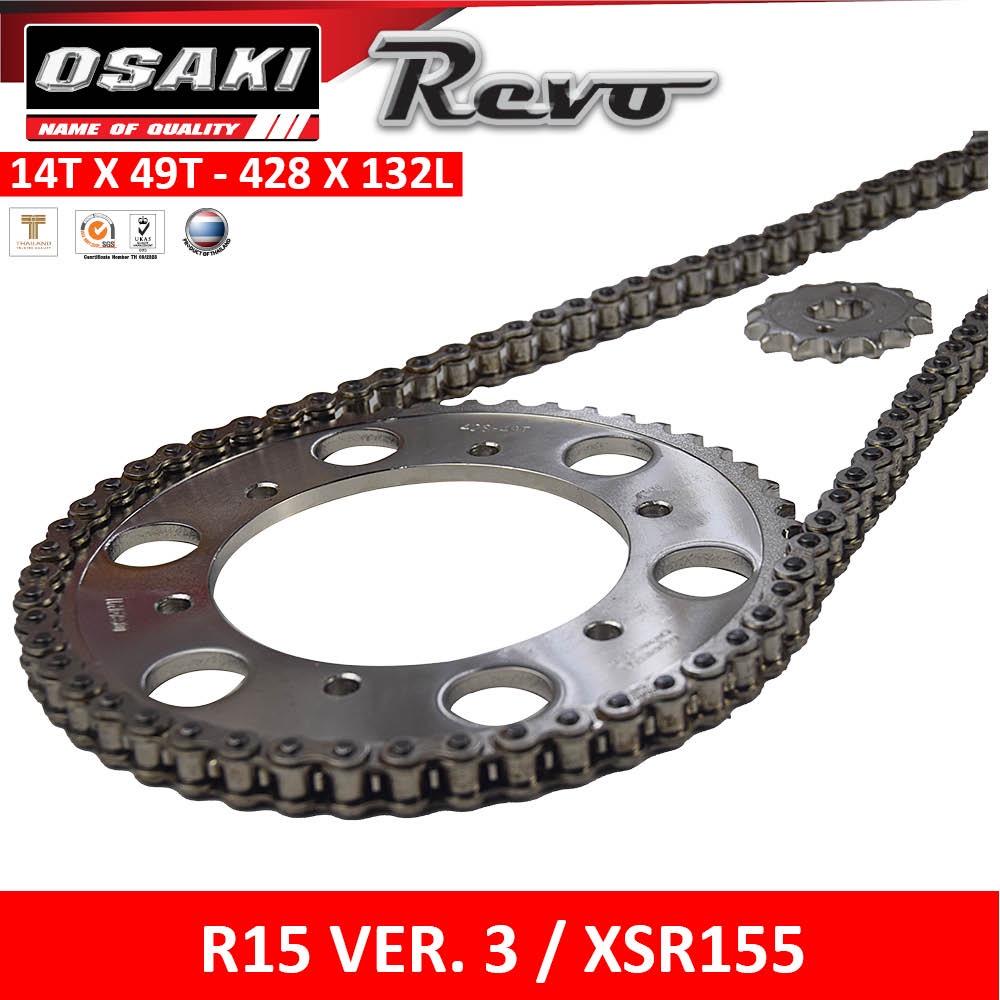 Yamaha R15 VER.3, XSR155 Osaki Revo Chain & Sprocket Set [Made Thailand ...
