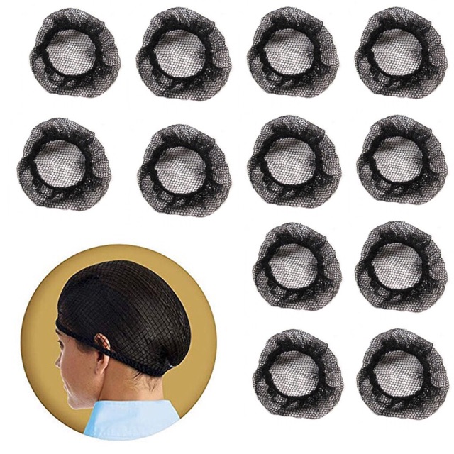 12pcs/Pack Flexible Freesize Cool Mesh Hair Net Black Hair Nets