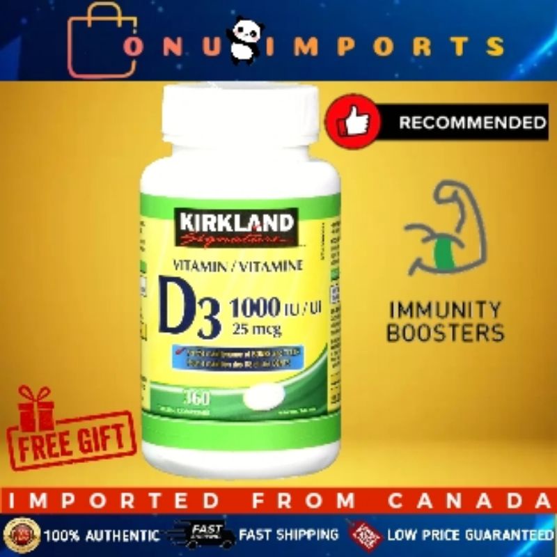 Kirkland Signature Vitamin D3, 1000 IU, 360 Caplets (EXP 08/2025