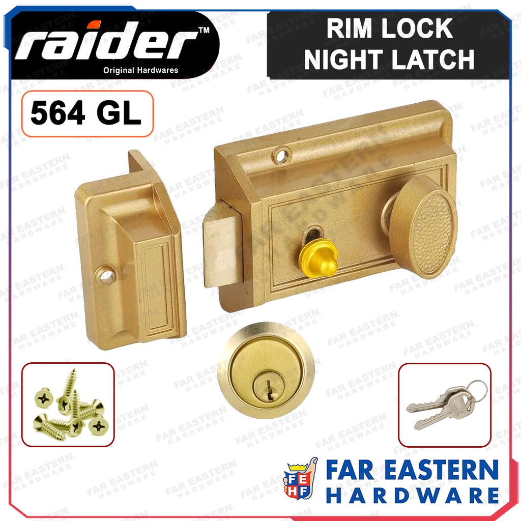 RAIDER Rim Door Lock Night Latch 564 GL | Shopee Philippines