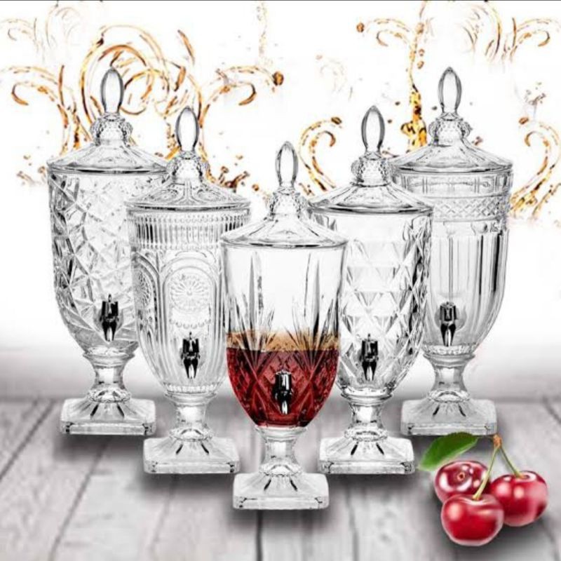 Elegant 2L Glass juice wine dispenser with tap glass beverage