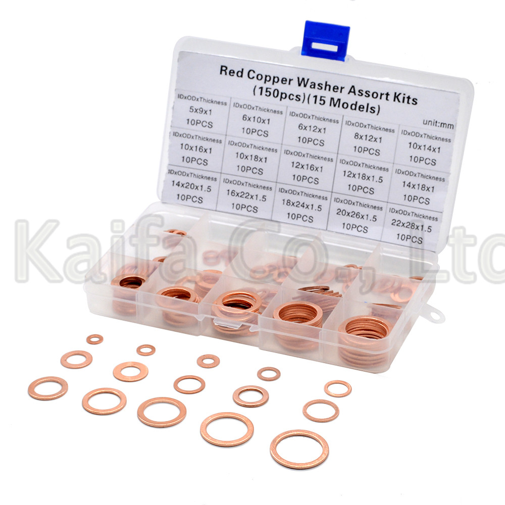 Pcs Copper Washer Gasket Nut And Bolt Set Flat Ring Seal Assortment