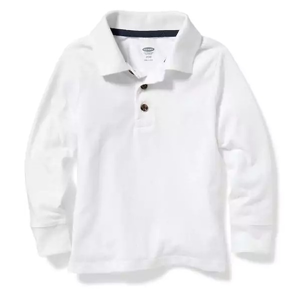 boys long sleeve white polo