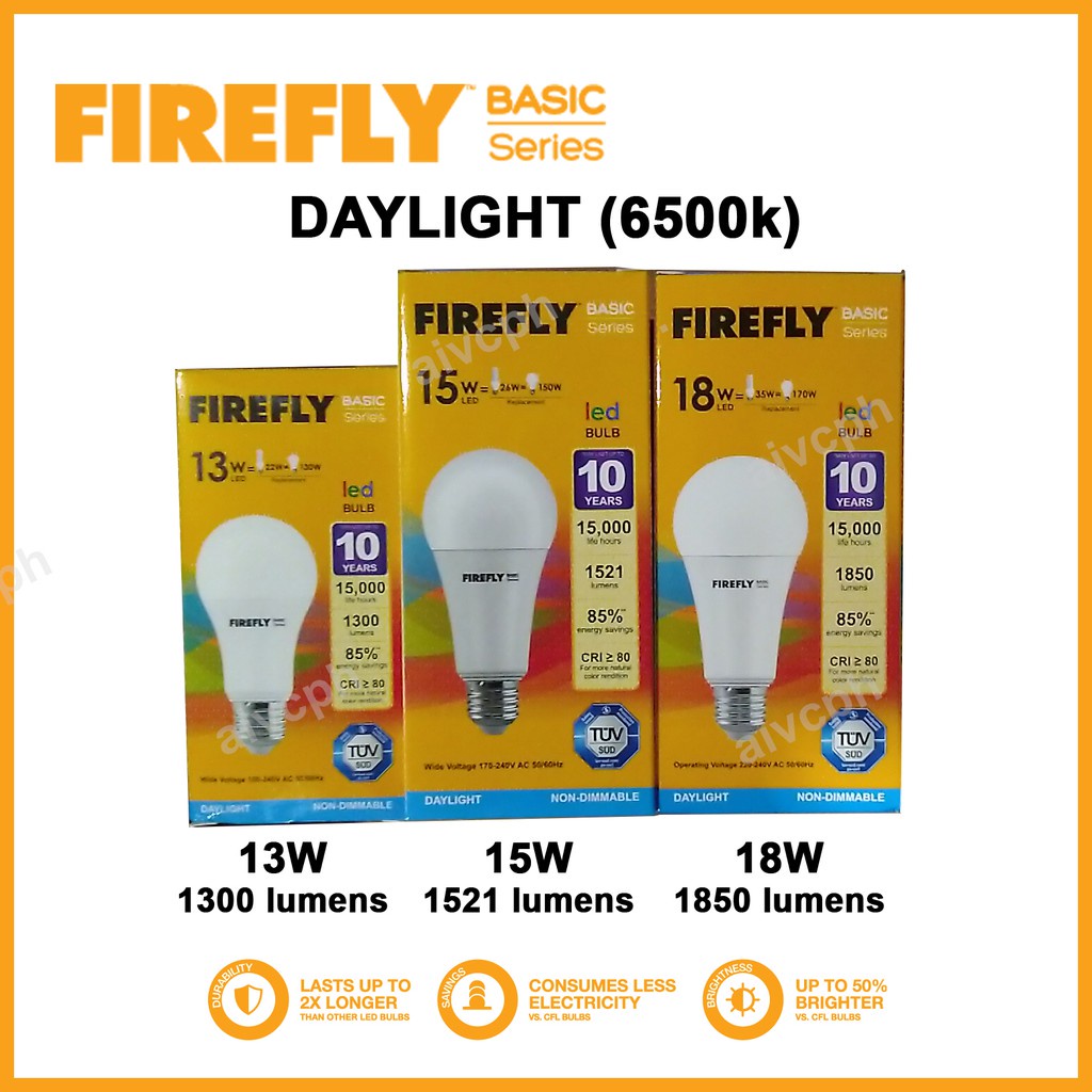 Firefly 13W 15W 18W DAYLIGHT 6500k Basic Series LED Bulb A-Series E27 ...