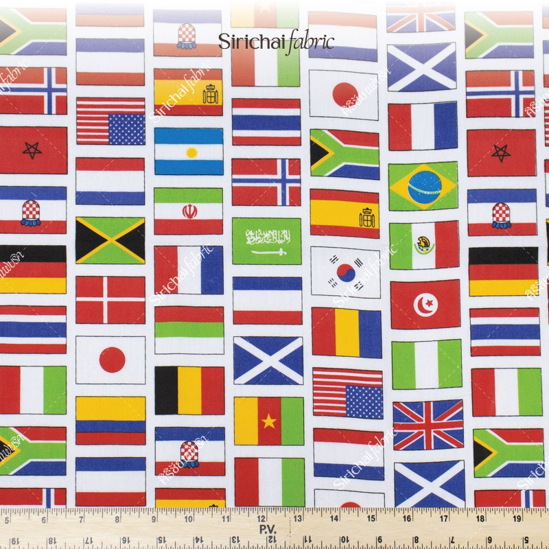 TC Cotton Fabric Flag Pattern Of Various Country Width 45 Inches Meter ...