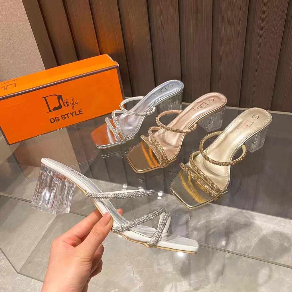 Block best sale glass heels