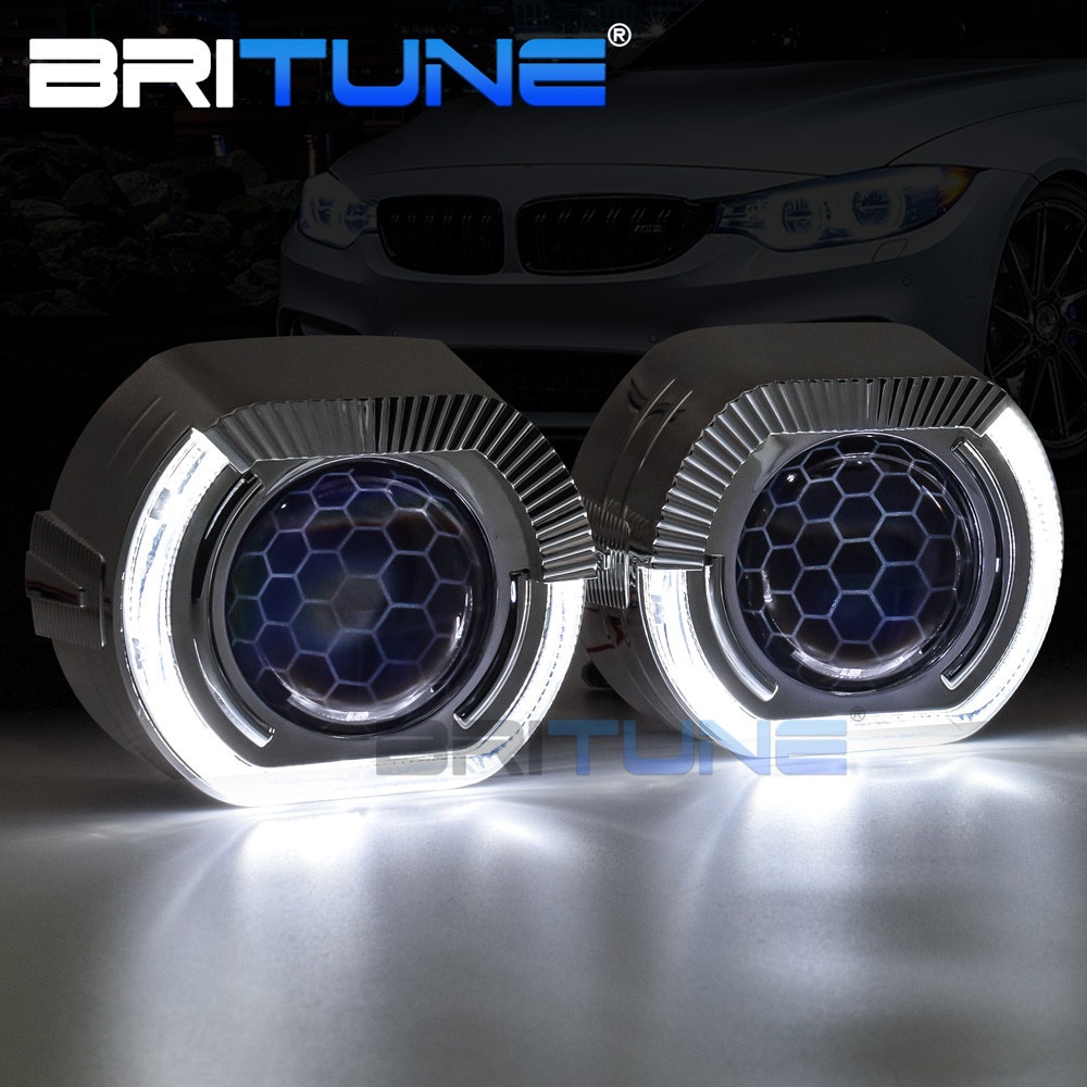Auto Lenses Bi-xenon Honeycomb Projector Headlight Tuning H7 H4 H1 LED ...