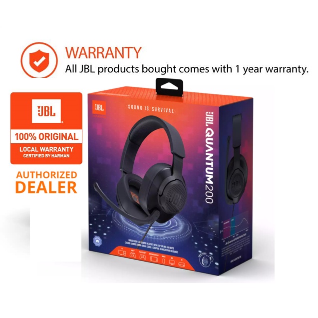 JBL Quantum 200  Wired Gaming Headphones