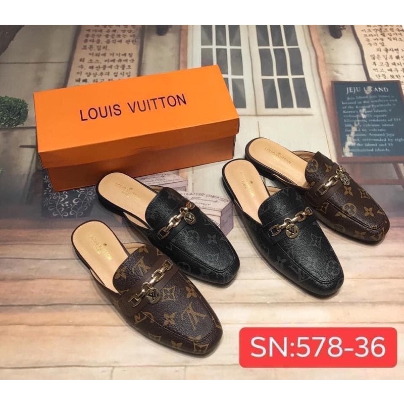 korean Lv half shoes leather