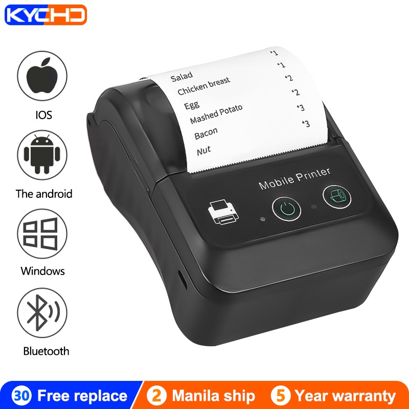 ♟☽Receipt Thermal Printer Bluetooth Pos Label Barcode Mini Printer