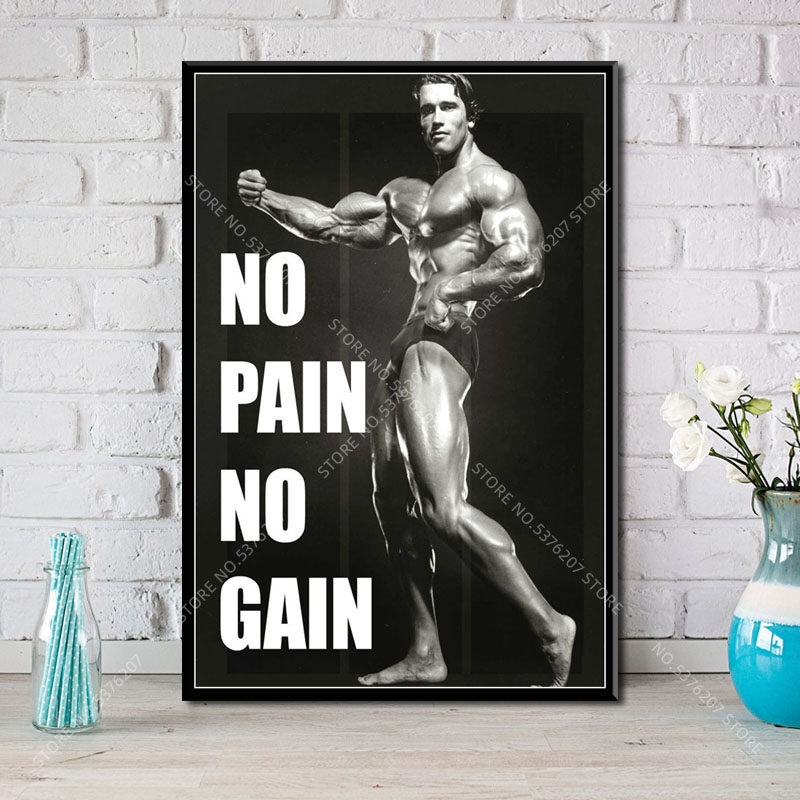 G Art Decor Arnold Schwarzenegger Motivational GYM Workout No Pain No ...