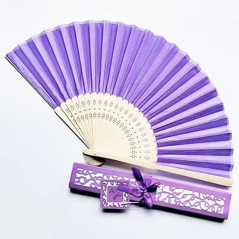 Silk Folding Fan Hand Fan with Decorative Box and Ribbon (Customize Not ...