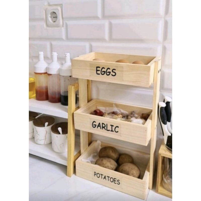 KAYU Plain onion Rack/3-Stage Stacking Spice Rack/Kitchen Spice Rack ...