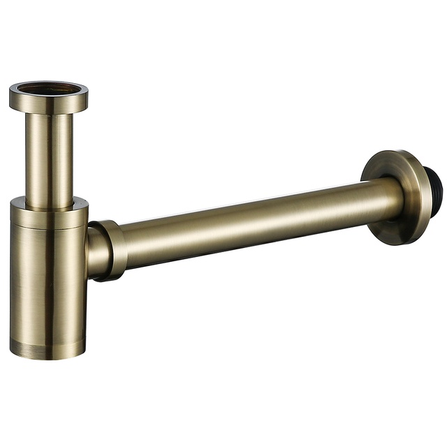 0kWRose Gold Bottle Trap Round Siphon Antique Brass Ptrap Bathroom