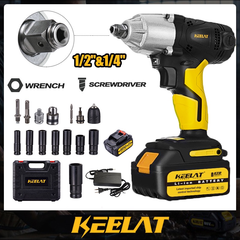 KEELAT 2 In 1 High Quality Cordless Electric Impact Wrench Driver