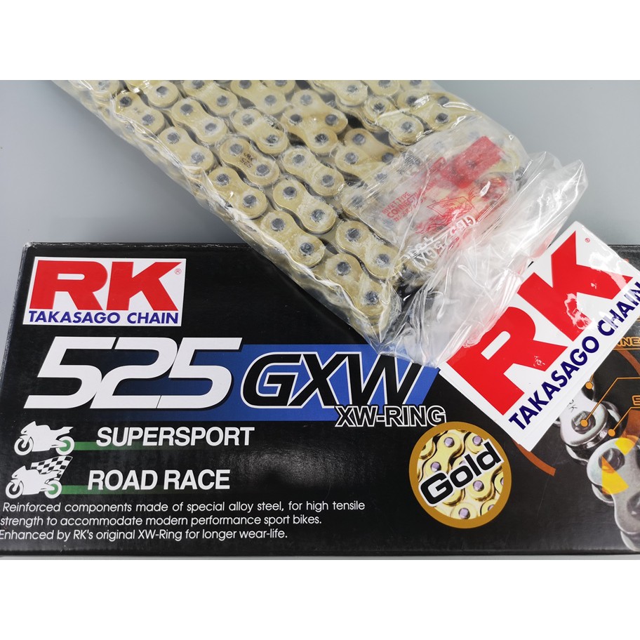 RK RACING CHAIN 520/525/530 x 130L GXW-RING Gold Plated | Shopee ...