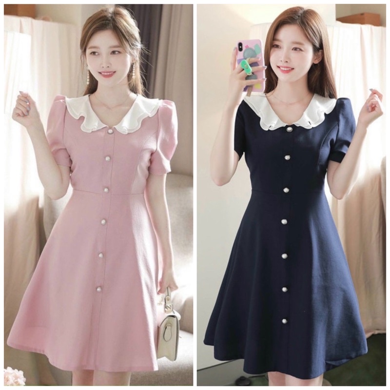 Pink Collar Button Dress