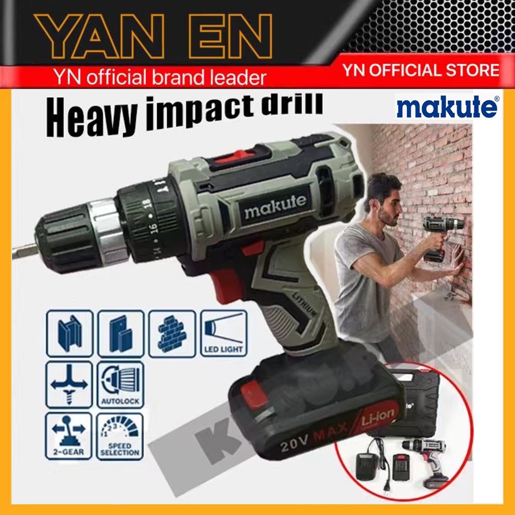 YN MAKUTE 20V Impact Driver and Hammer Drill Combo Kit (Dual lithium