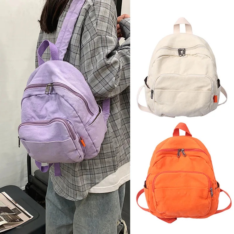 Mini Literary Small Backpack Versatile school Student Canvas School Bag fp061