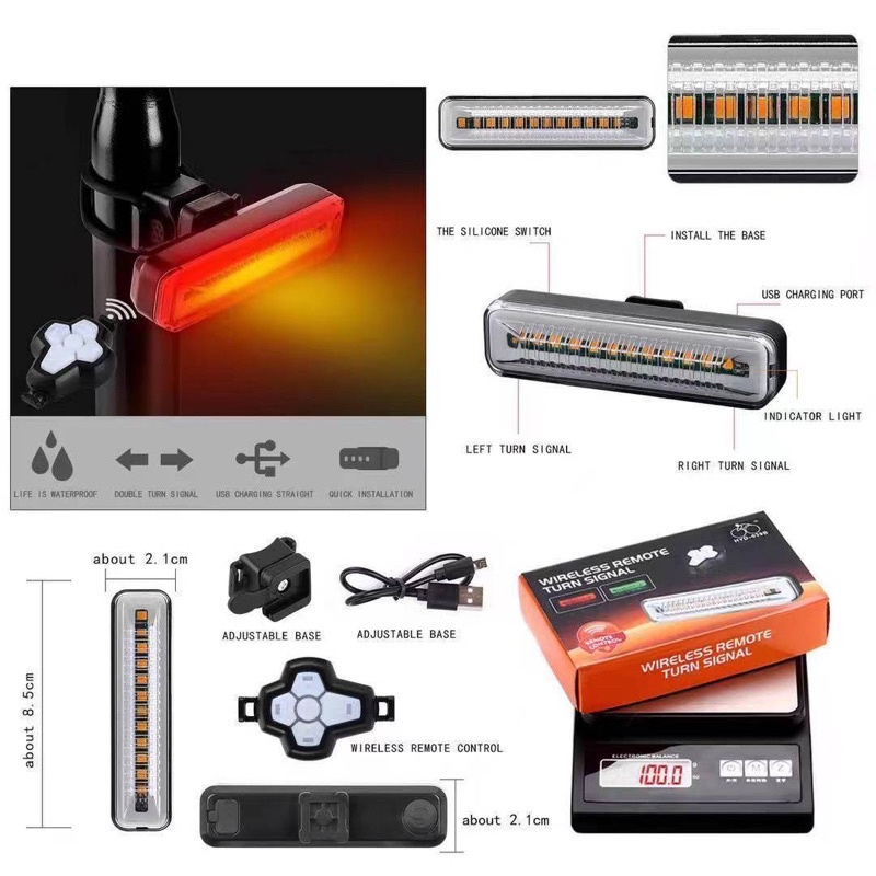Bike Remote Rear Tail Light Turn Signal Wireless Remote Control Bike