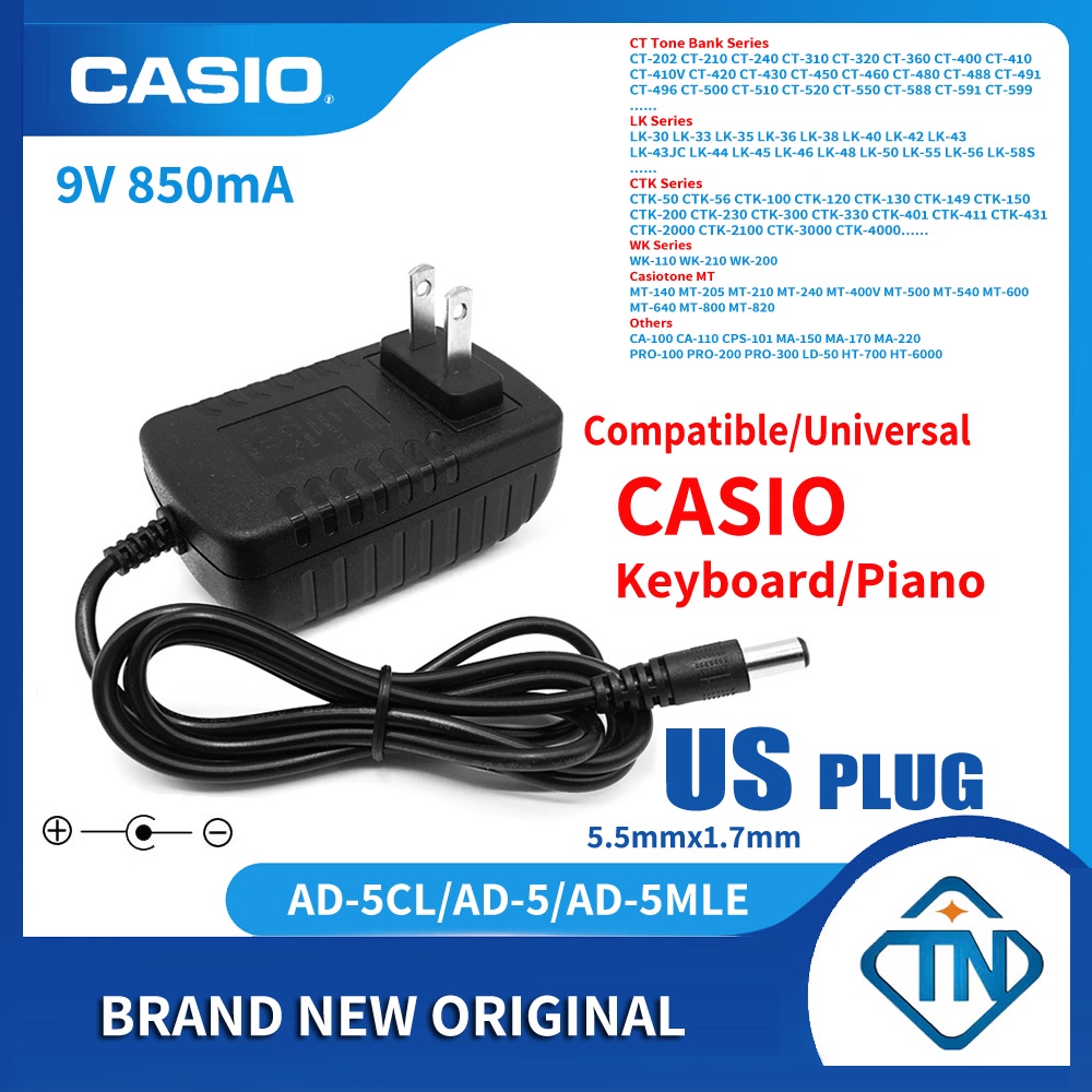 Power Adapter Casio Ctk120 9V 850mA AD-5 AD-5CL AC Adapter For