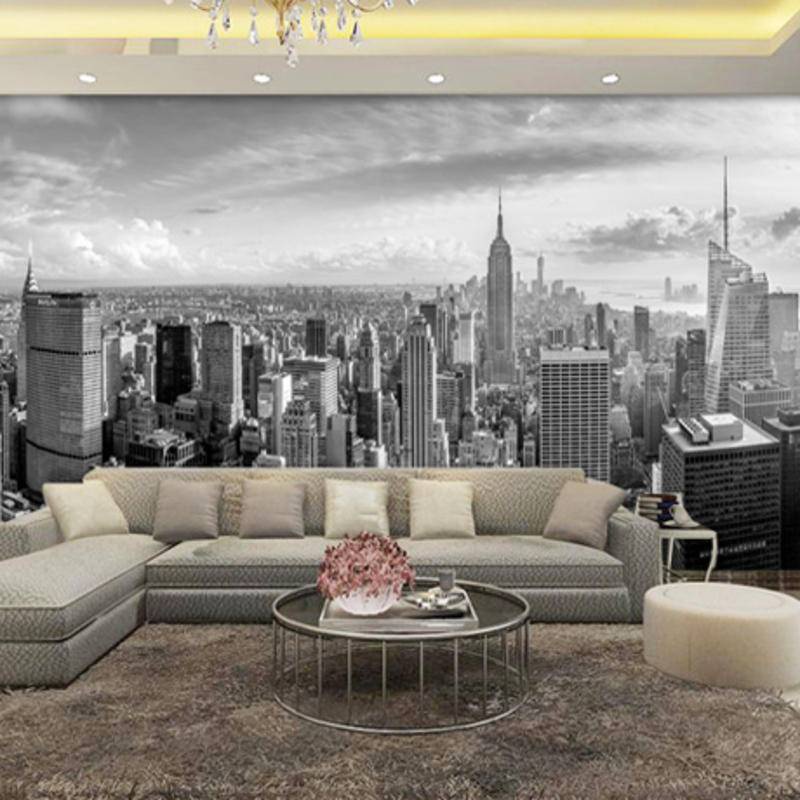 Custom New York City Buildings View Mural Black and White 3D Photo ...