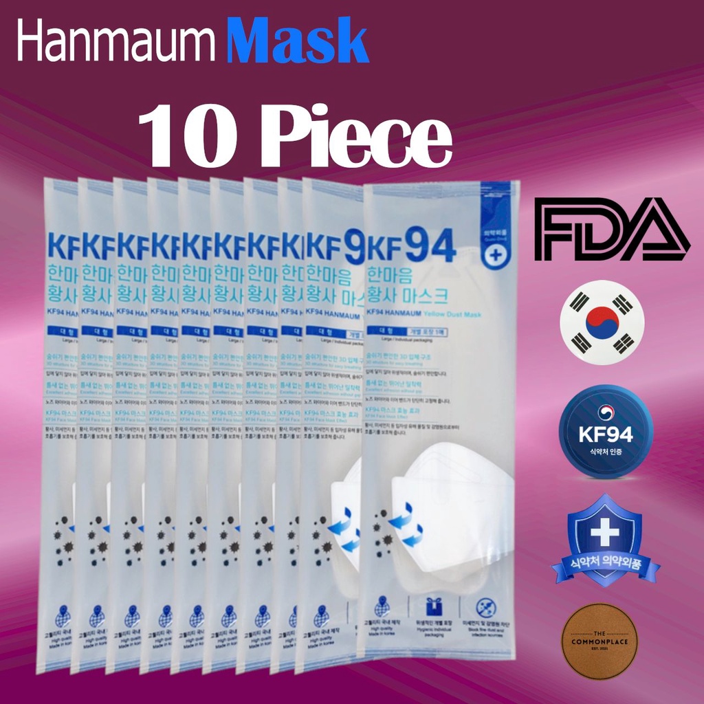 KF94 Certified Mask 10piece HANMAUM 3D Face Safety Mask for Protection
