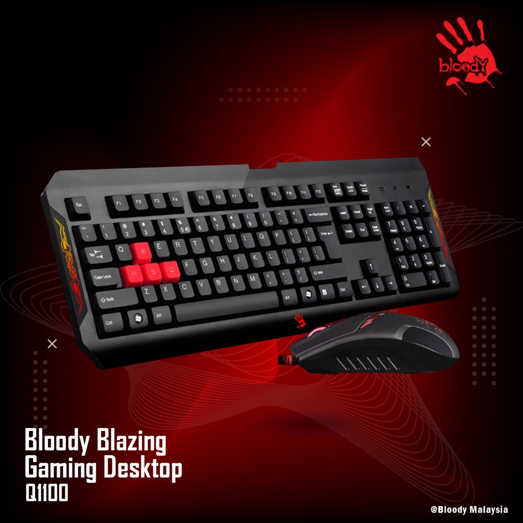 COMBO SET Bloody Q1100 Winner Gaming Blazing Desktop Mouse & Keyboard ...