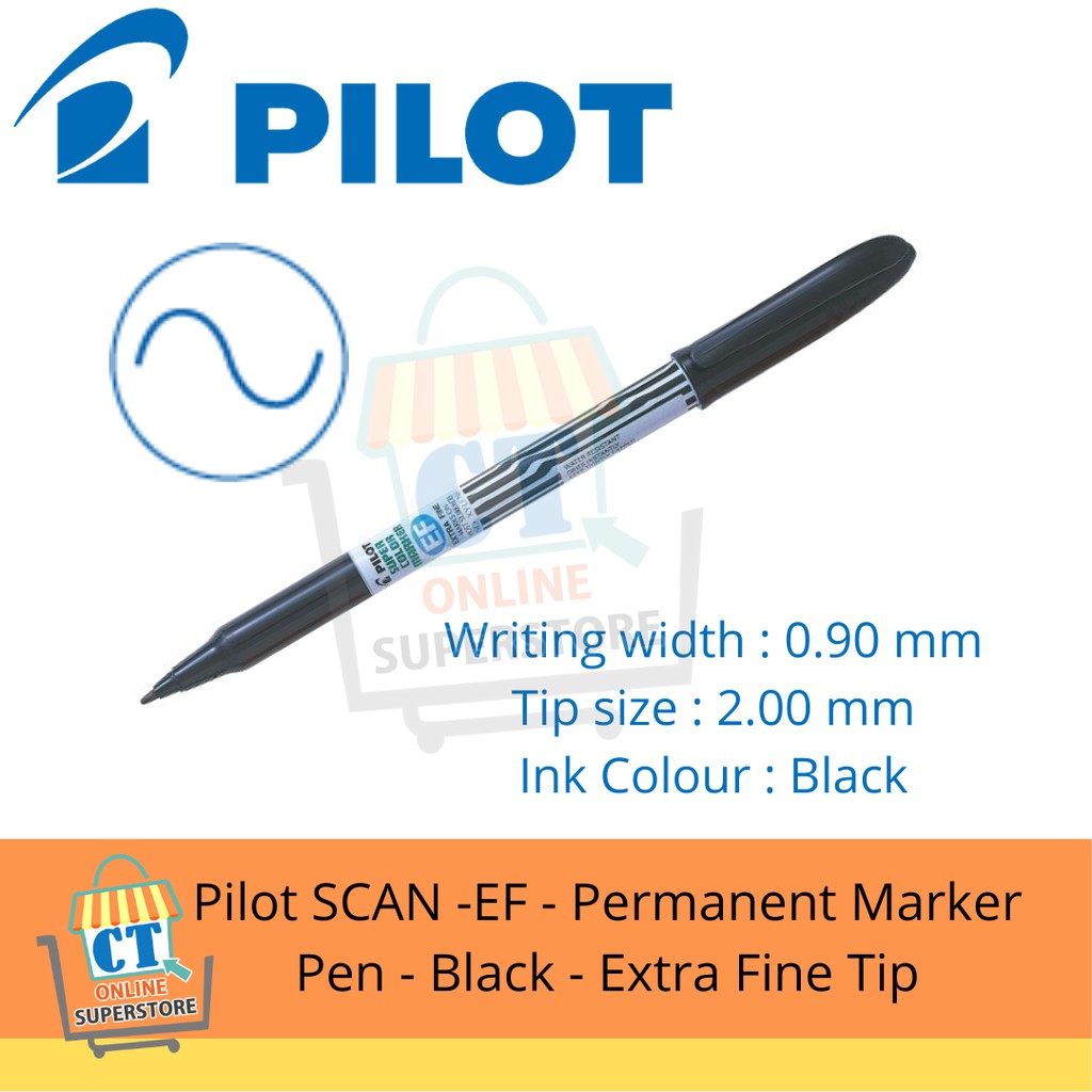 Pilot SCAN -EF - Permanent Marker Pen - Black - Extra Fine Tip | Shopee ...