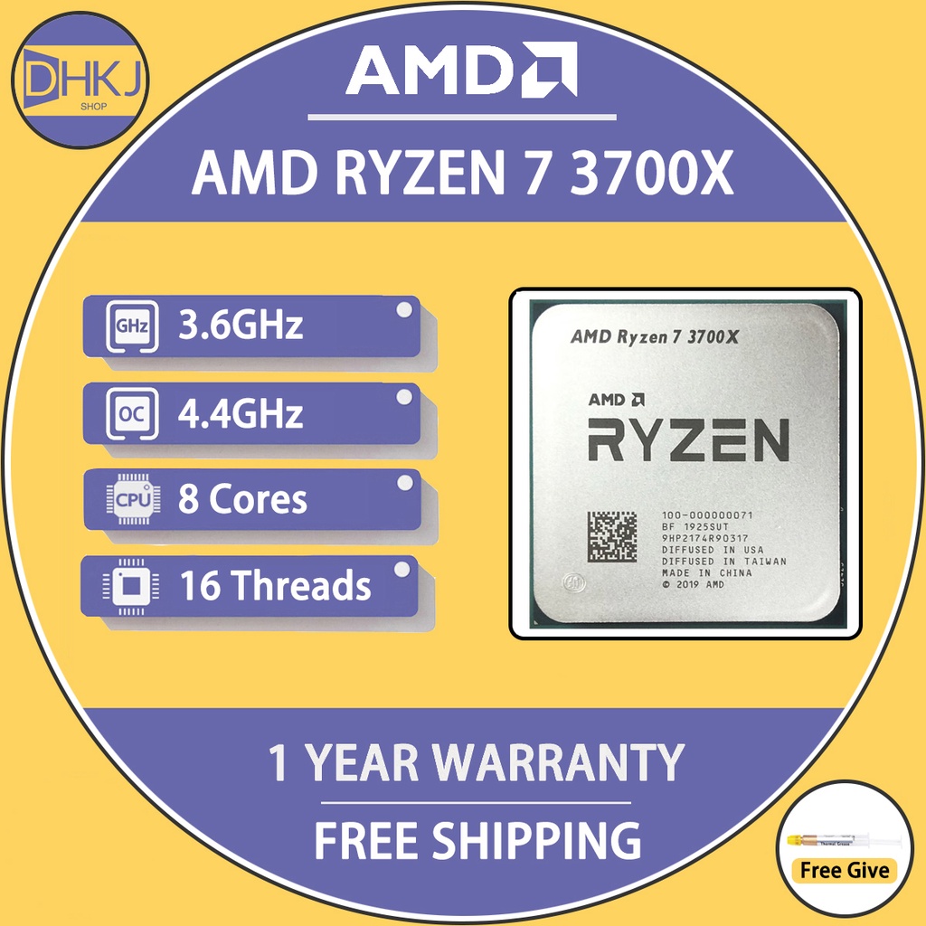 Used Amd Ryzen 7 3700x R7 3700x 36 Ghz Eight Core Sixteen Thread Cpu Processor 65w 7nm L332m