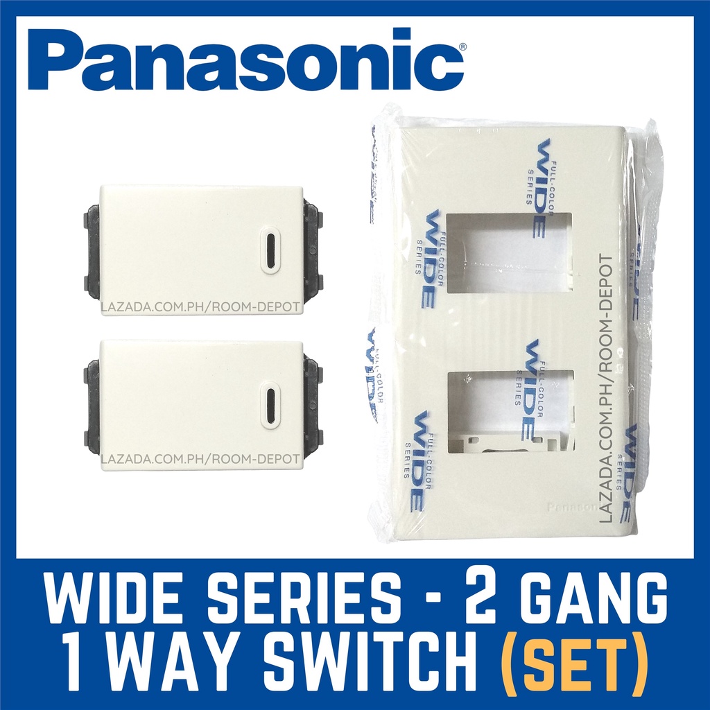 ( S E T ) Panasonic Wide 1 Way Switch With 2 Gang Plate Cover ( Wide ...