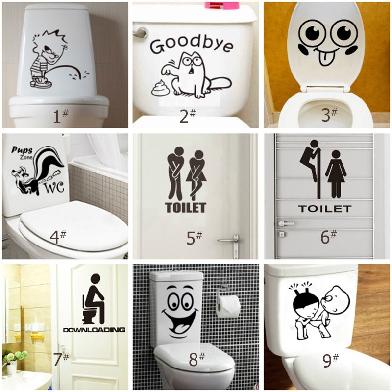 FunnyToilet Sticker Waterproof Wall Decals Bathroom Wall Stickers ...