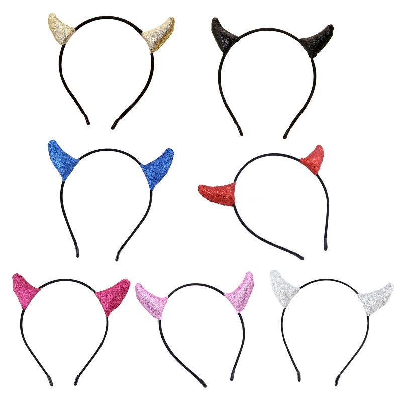blg Glitter Devil Headband Hair Hoop Devil Hair bands Night Party Anime